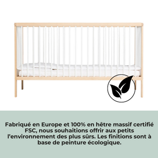 Midi Lit bébé | Pack Essentiel 4 pièces | Hêtre Blanc - Mokee
