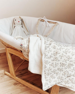 Couffin moïse en osier naturel & Support à bascule (sans capuche) - Mokee