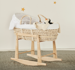 Couffin en Osier & Mini Lit Bébé en Hêtre Naturel - Mokee