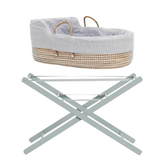 Couffin Jonc de mer & Support Vert Bleuté | Naturel - Mokee