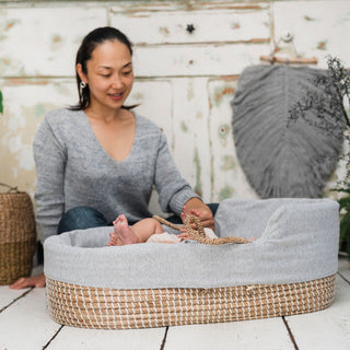 Couffin Moïse Jonc de mer & Support | Naturel - Mokee