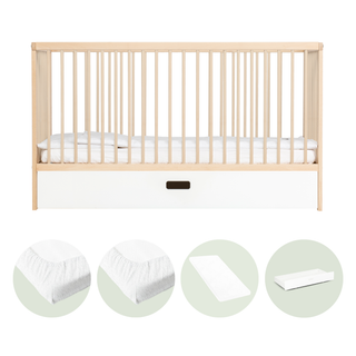 Midi Lit Bébé avec Tiroir & Matelas Aloe Vera | Hêtre Naturel