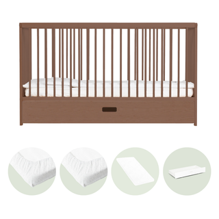 Midi Lit Bébé avec Tiroir & Matelas Aloe Vera | Noyer