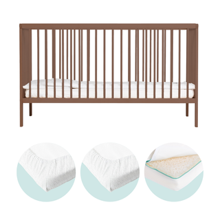Midi Lit Bébé avec Matelas Respirant | Noyer