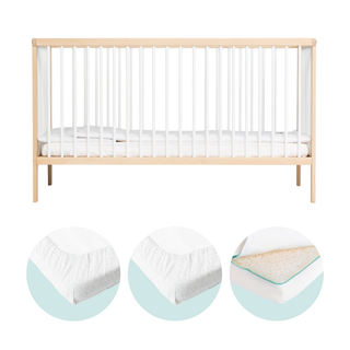 Midi Lit Bébé avec Matelas Respirant | Hêtre Blanc