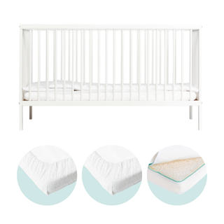 Midi Lit Bébé avec Matelas Respirant | Blanc