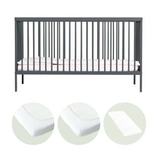 Midi Lit bébé avec Matelas Aloe Vera | Bleu Grisé