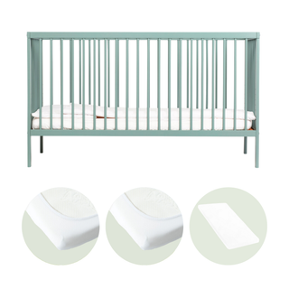 Midi Lit bébé avec Matelas Aloe Vera | Vert Bleuté
