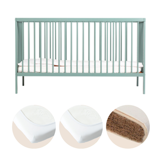 Midi Lit bébé avec Matelas Naturel | Vert Bleuté