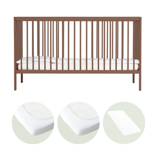 Midi Lit bébé avec Matelas Aloe Vera | Noyer