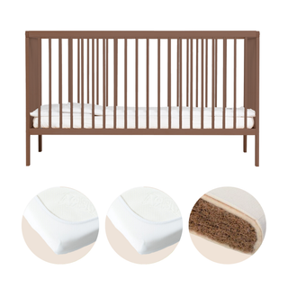 Midi Lit bébé avec Matelas Naturel | Noyer