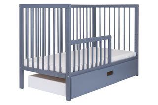 Midi Lit Bébé avec Tiroir & Matelas Naturel | Bleu Grisé