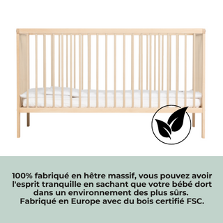 Midi Lit bébé | Pack Essentiel 4 pièces | Hêtre Naturel - Mokee