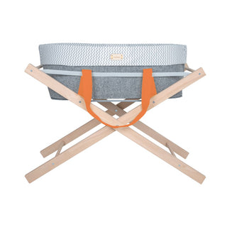 Couffin WoolNest & Support Hêtre Naturel | Orange Néon - Mokee