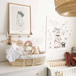 Couffin en Osier & Mini Lit Bébé en Hêtre Naturel - Mokee