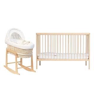 Couffin en Osier & Mini Lit Bébé en Hêtre Naturel - Mokee