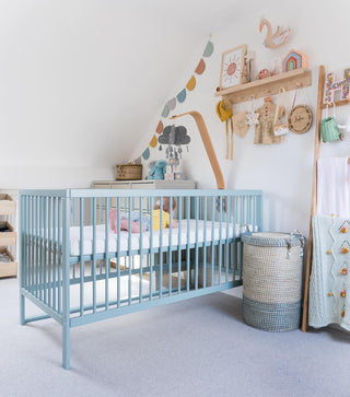 Midi Lit Bébé avec Matelas Respirant | Vert Bleuté