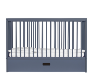 Mini Lit Bébé avec tiroir | Bleu Grisé - Mokee