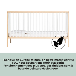 Midi Lit bébé | Pack Essentiel 4 pièces | Hêtre Blanc