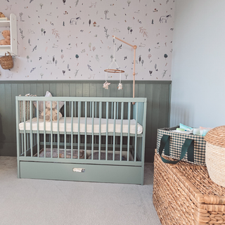 Mini Lit Bébé avec Tiroir | Vert Bleuté