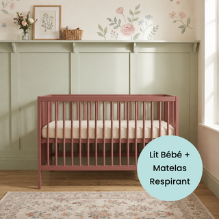Mini Lit bébé avec Matelas Respirant | Vieux Rose