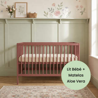 Mini Lit bébé avec Matelas Aloe Vera | Vieux Rose