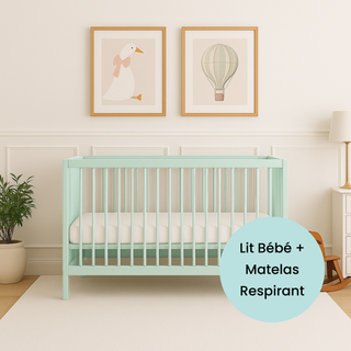 Mini Lit bébé avec Matelas Respirant | Menthe