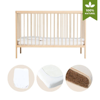 Mini Lit bébé | Pack Premium Naturel 4 en 1 | Hêtre Naturel