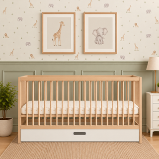 Midi Lit Bébé avec Tiroir | Hêtre Naturel