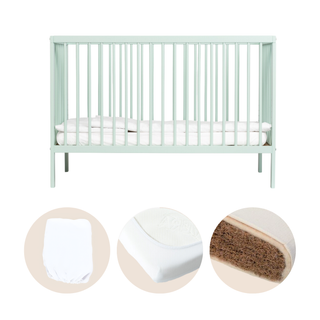 Mini Lit Bébé | Pack Premium Naturel 4 en 1 | Menthe