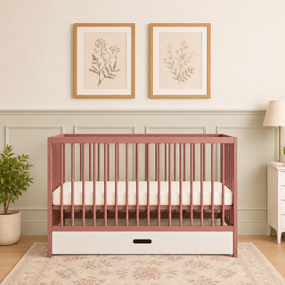 Mini Lit Bébé avec Tiroir | Vieux Rose