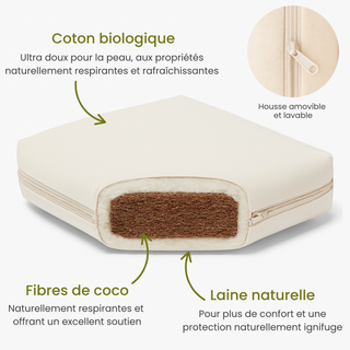 Lit Montessori avec Matelas Naturel (70x140) | Hêtre Naturel