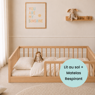 Lit Montessori avec Matelas Respirant (70x140) | Hêtre Naturel