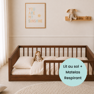 Lit Montessori avec Matelas Respirant (70x140) | Noyer