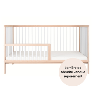 Midi Lit Bébé avec Tiroir & Matelas Respirant | Hêtre Blanc - Mokee