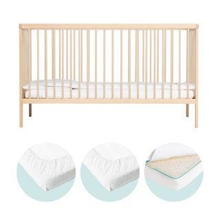 Midi Lit bébé avec Matelas Respirant | Hêtre Naturel
