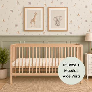 Midi Lit bébé avec Matelas Aloe Vera | Hêtre Naturel