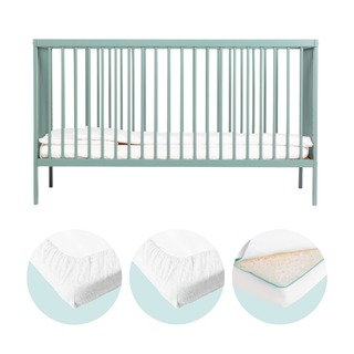 Midi Lit Bébé avec Matelas Respirant | Vert Bleuté