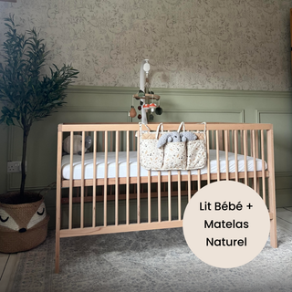 Midi Lit bébé avec Matelas Naturel | Hêtre Naturel