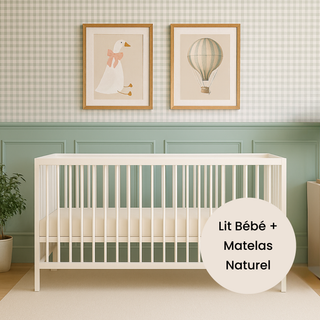 Midi Lit bébé avec Matelas Naturel | Blanc