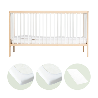 Midi Lit bébé avec Matelas Aloe Vera | Hêtre Blanc