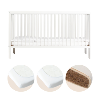 Midi Lit bébé avec Matelas Naturel | Blanc
