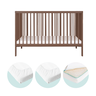 Mini Lit bébé avec Matelas Respirant | Noyer