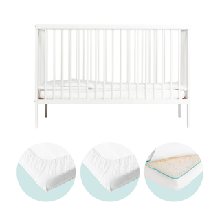 Mini Lit bébé avec Matelas Respirant | Blanc