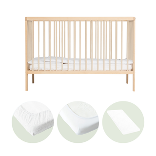 Mini Lit bébé avec Matelas Aloe Vera | Hêtre Naturel