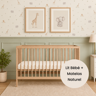 Mini Lit bébé avec Matelas Naturel | Hêtre Naturel
