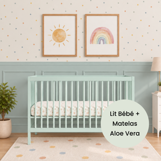 Mini Lit bébé avec Matelas Aloe Vera | Menthe