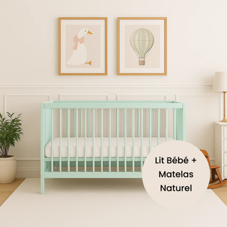 Mini Lit bébé avec Matelas Naturel | Menthe