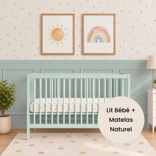 Mini Lit bébé avec Matelas Naturel | Menthe