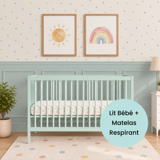 Mini Lit bébé avec Matelas Respirant | Menthe